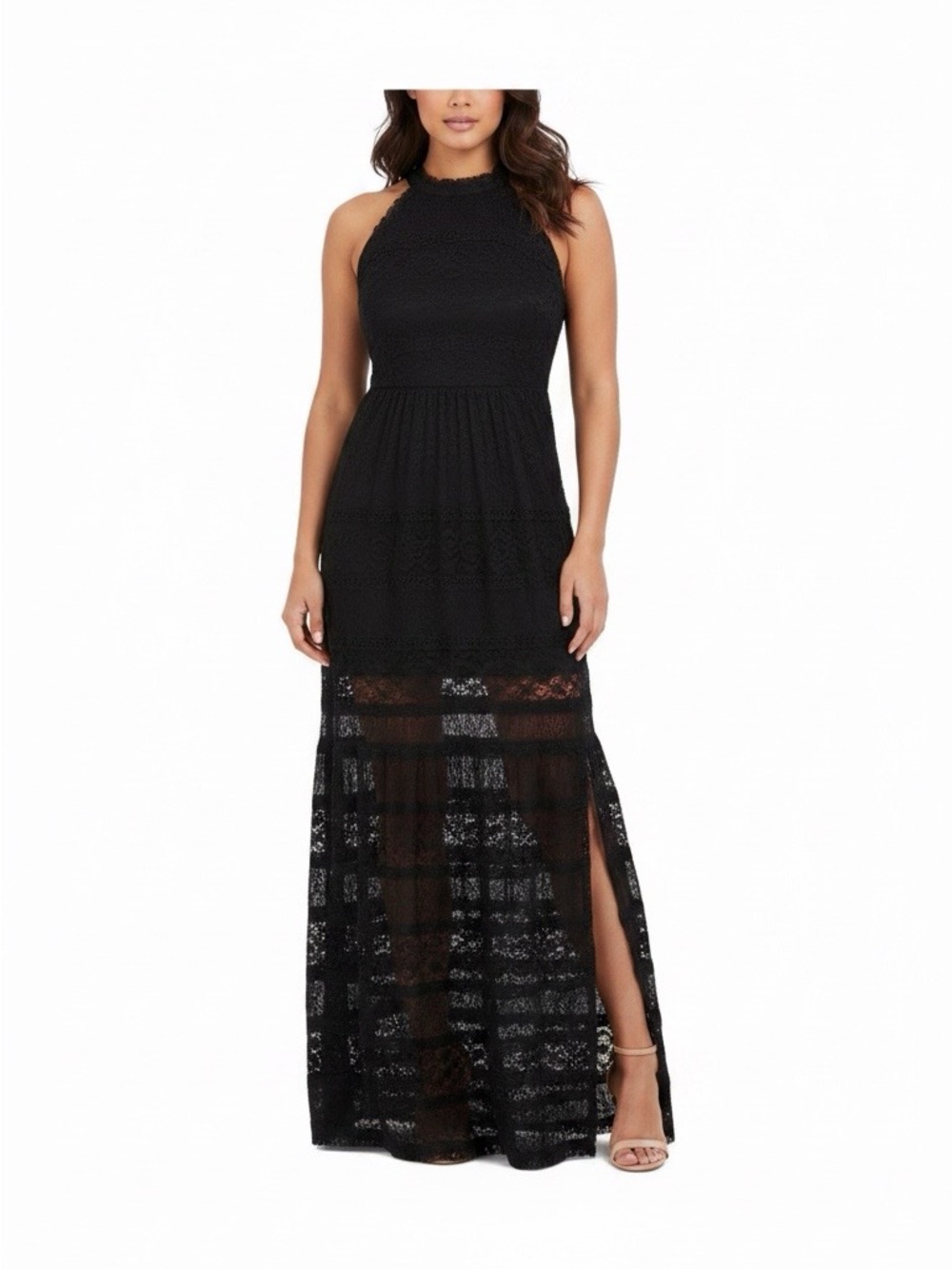 Eliza J Black High-Neck Sleeveless Maxi Dress